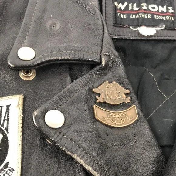VTG Wilson’s Harley Davidson Owners Group Patches Leather Jacket - Picture 13 of 13